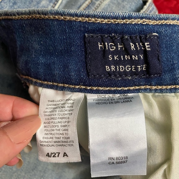 LUCKY BRAND Bridgette high rise lantern dark wash exposed button skinny jeans 4 - Picture 10 of 12